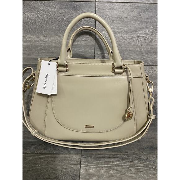 NWT Brahmin Raelynn Satchel Sand Leather Beige gray bag B000507 - Picture 3 of 10